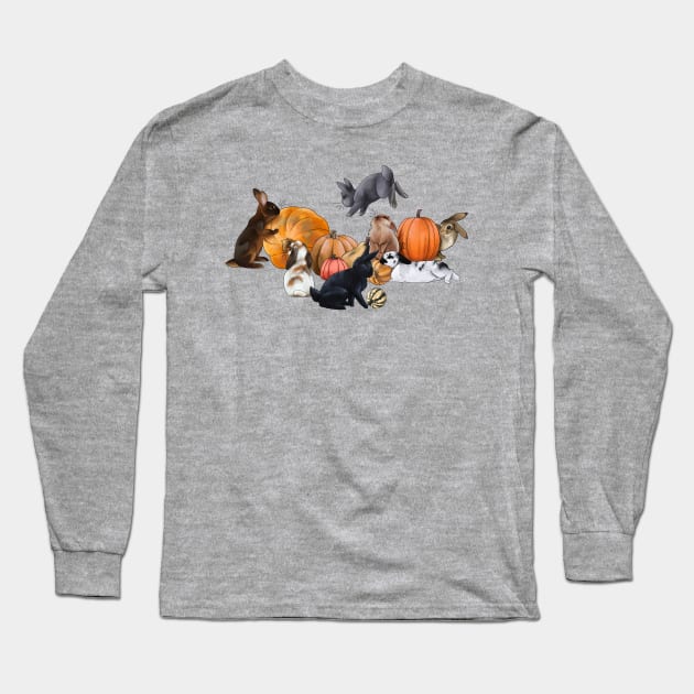 Pumpkin Bunnies Long Sleeve T-Shirt by Jaime Ricciardi